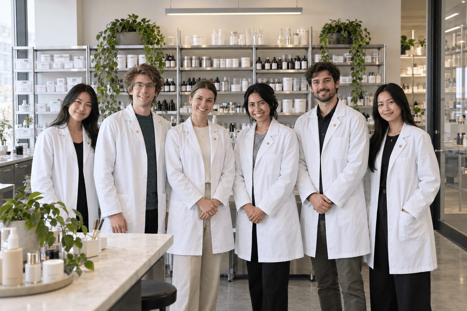 The viaGlamour team in the product lab